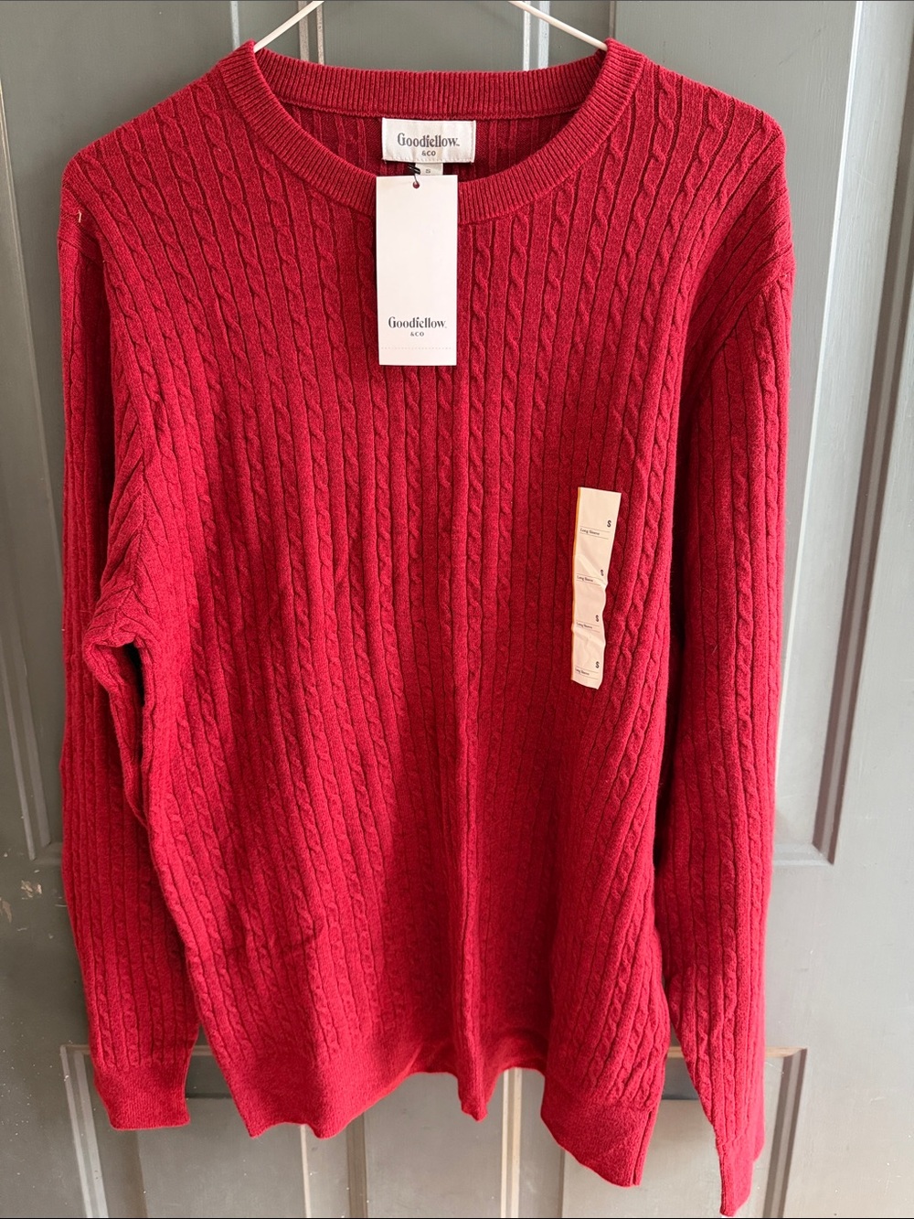 Goodfellow & Co Men’s Cable Knit Crewneck Sweater - Red